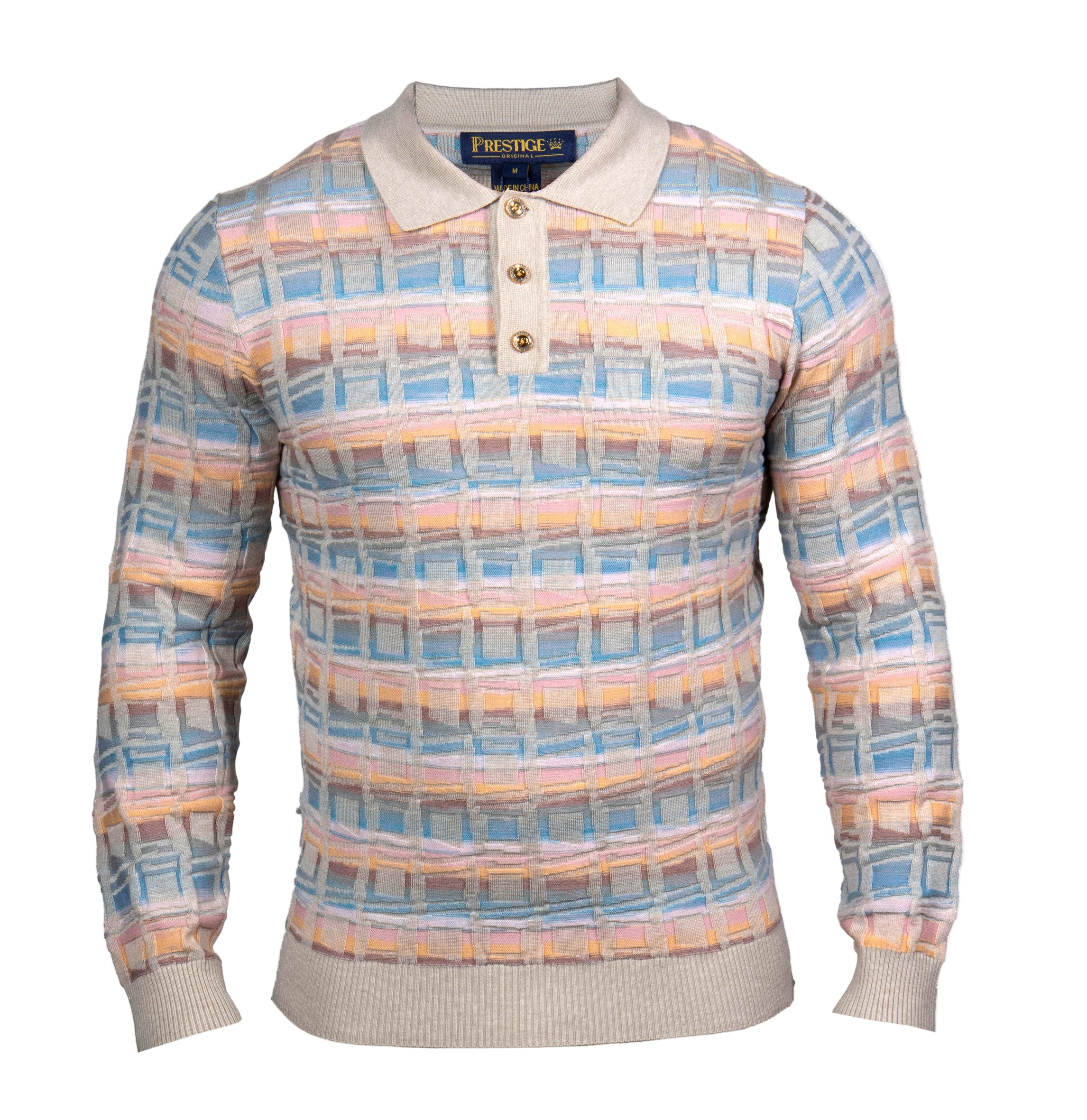 Prestige SW- 662 3 Button Polo Sweater Beige