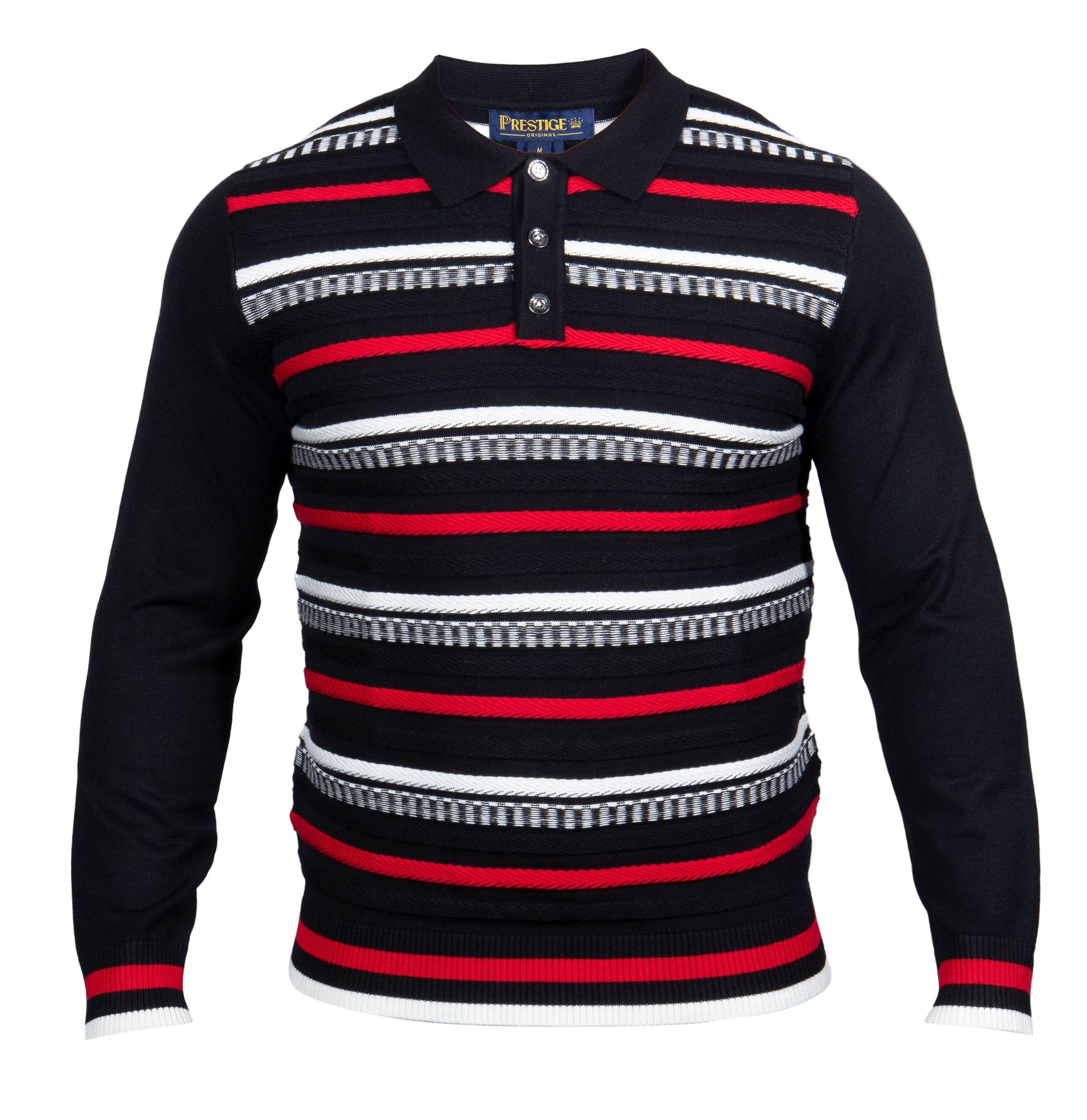 Prestige SW- 663 3 Button Polo Sweater Black