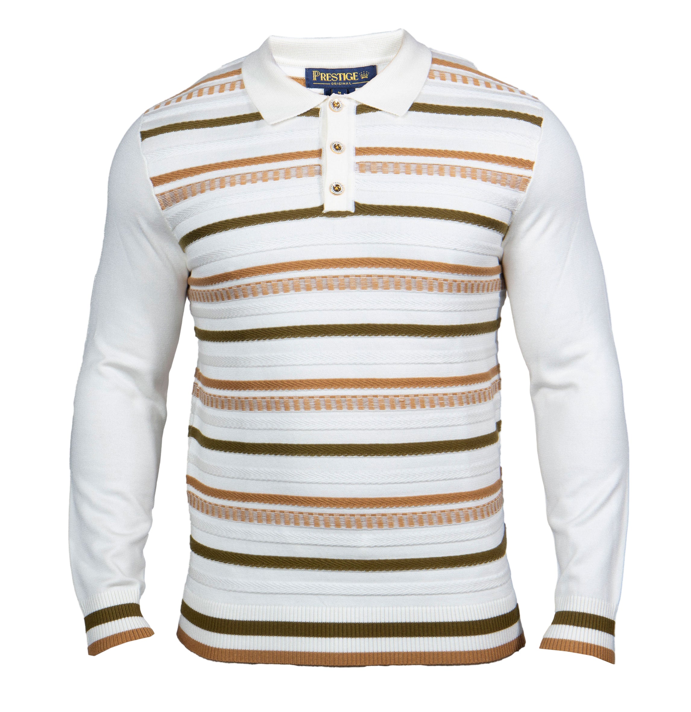 Prestige SW- 663 3 Button Polo Sweater Khaki
