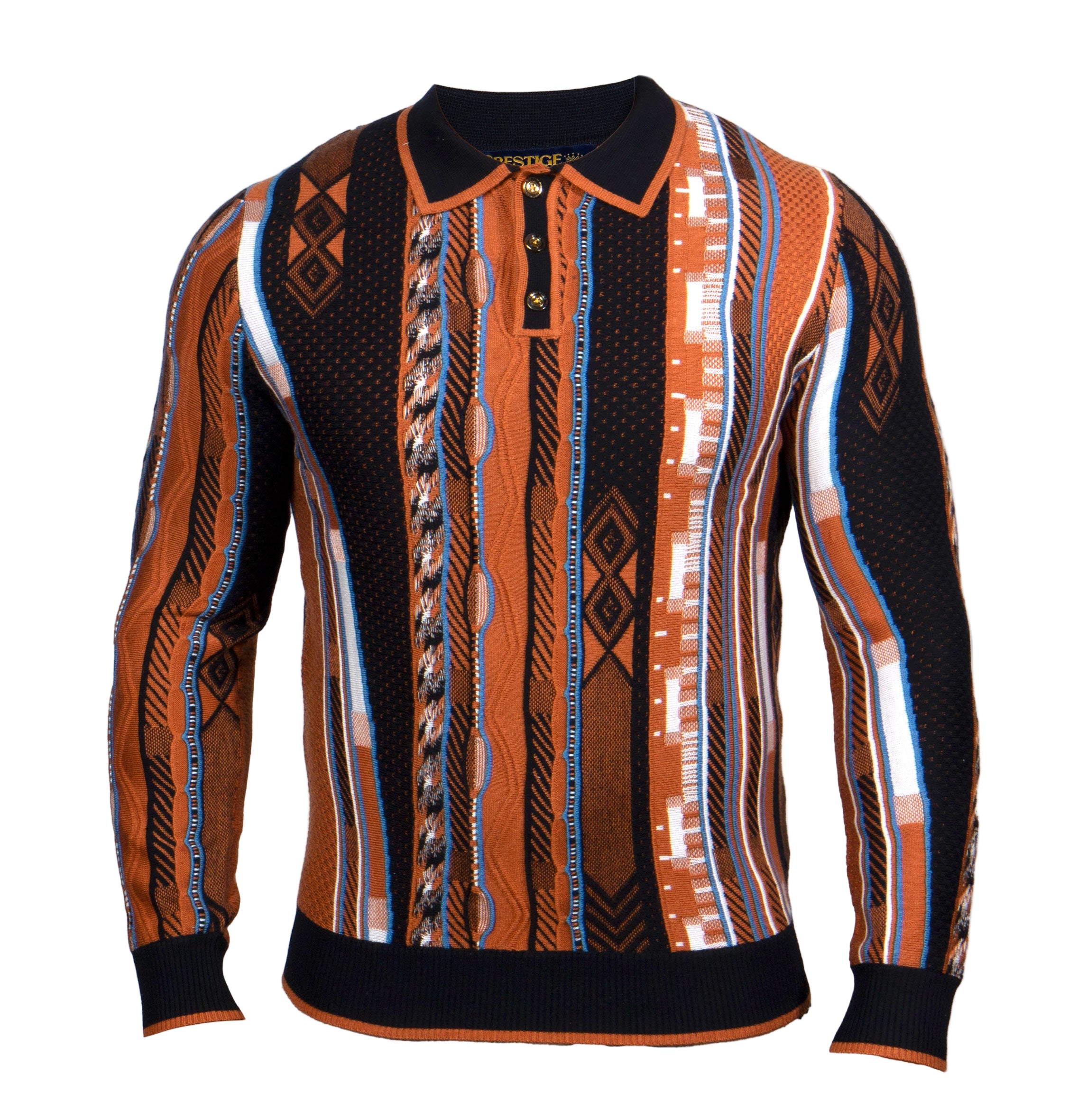 Prestige SW- 670 3 Button Polo Sweater Brick