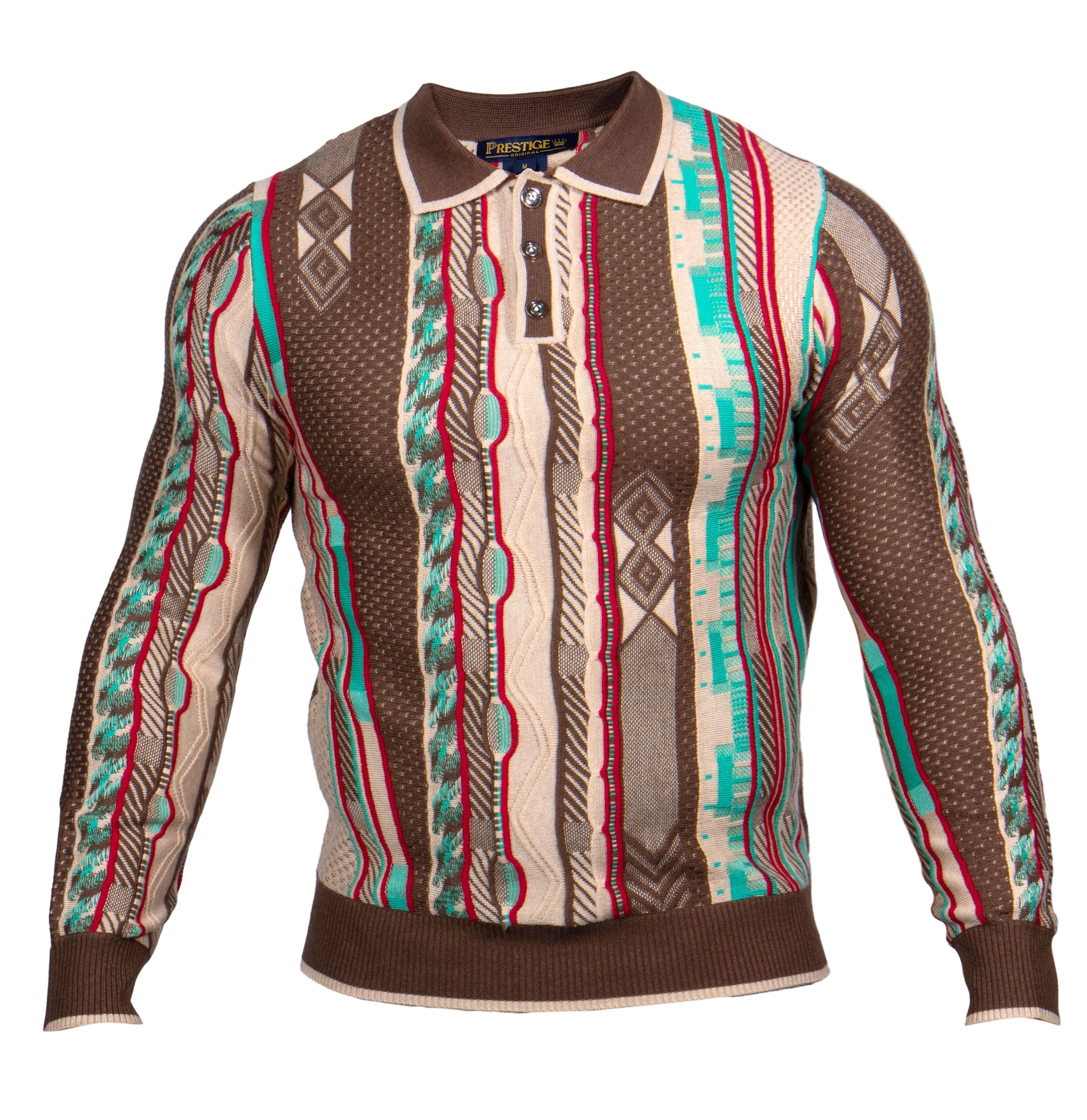 Prestige SW- 670 3 Button Polo Sweater COCOA
