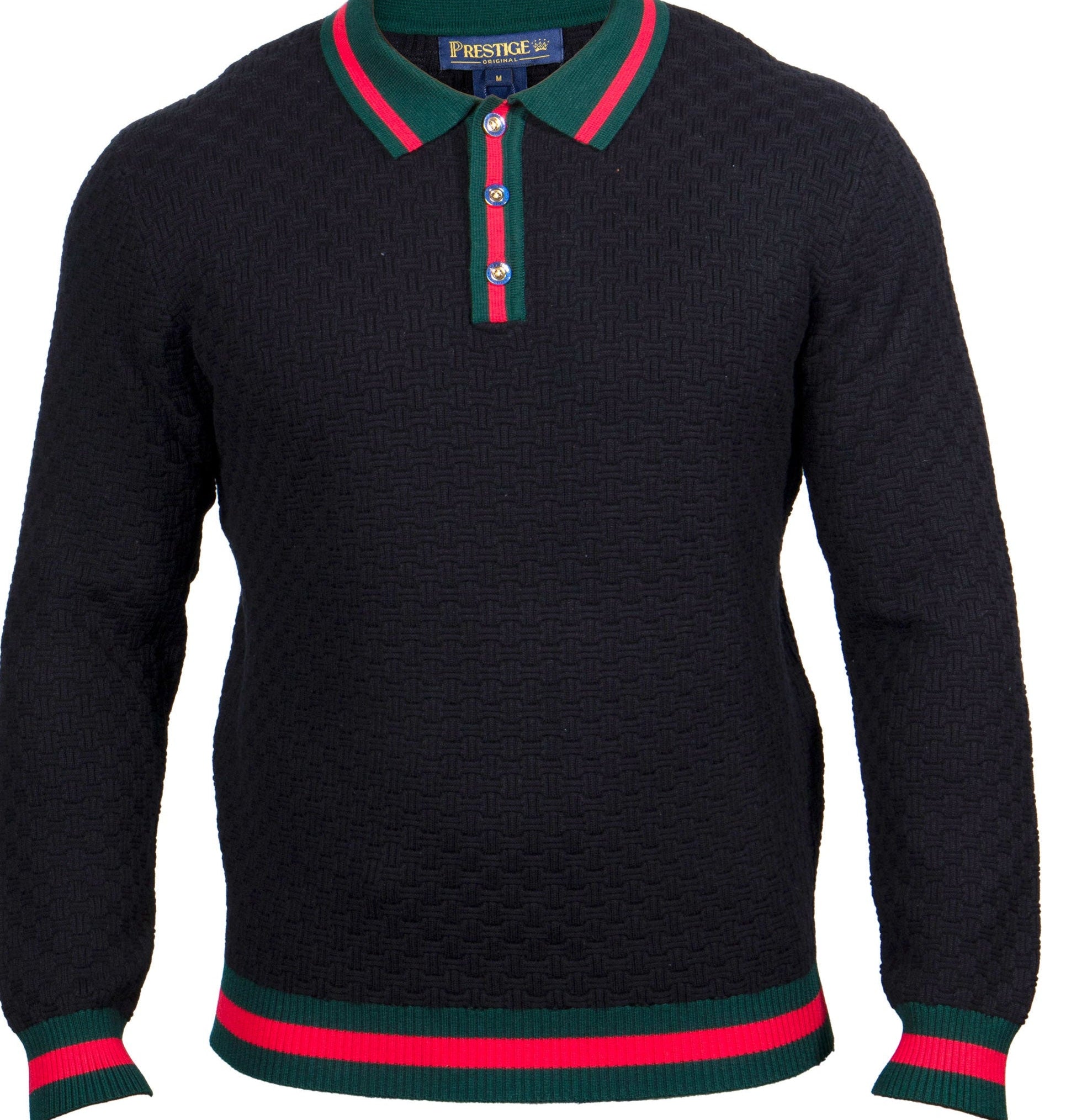 Prestige SW- 674 3 Button Polo Sweater Black