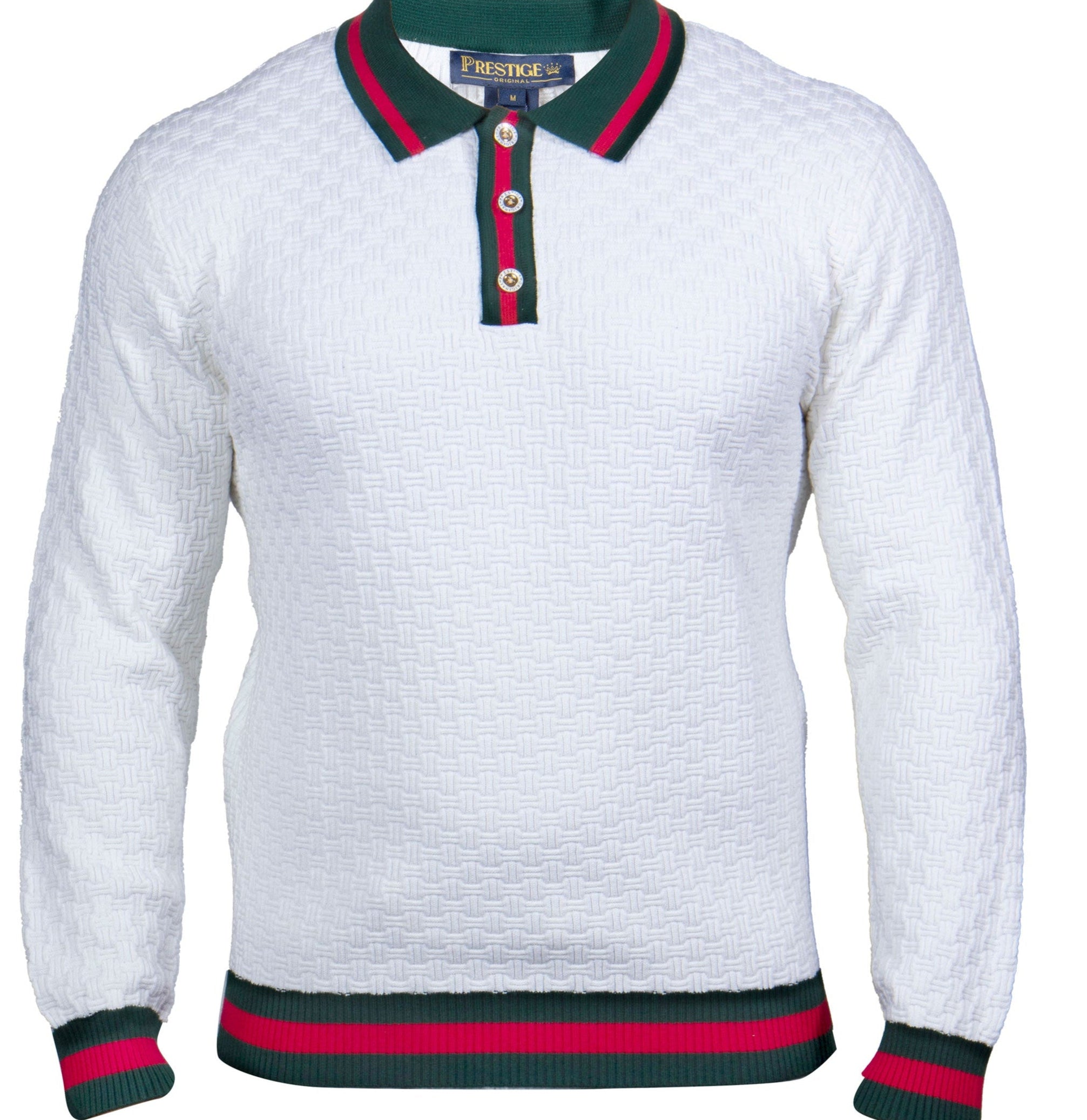 Prestige SW- 674 3 Button Polo Sweater White