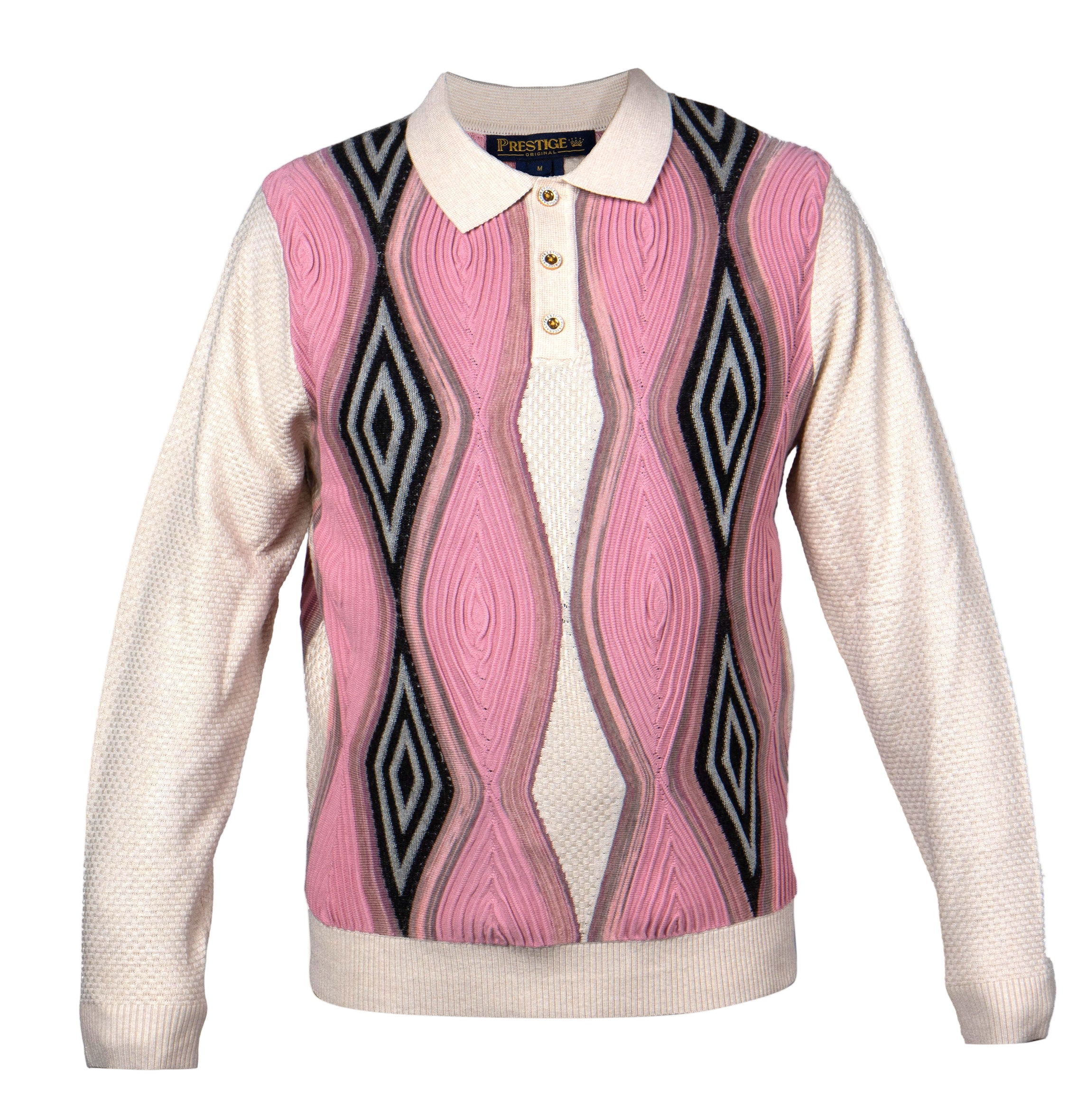 Prestige SW- 677 3 Button Polo Sweater Cream