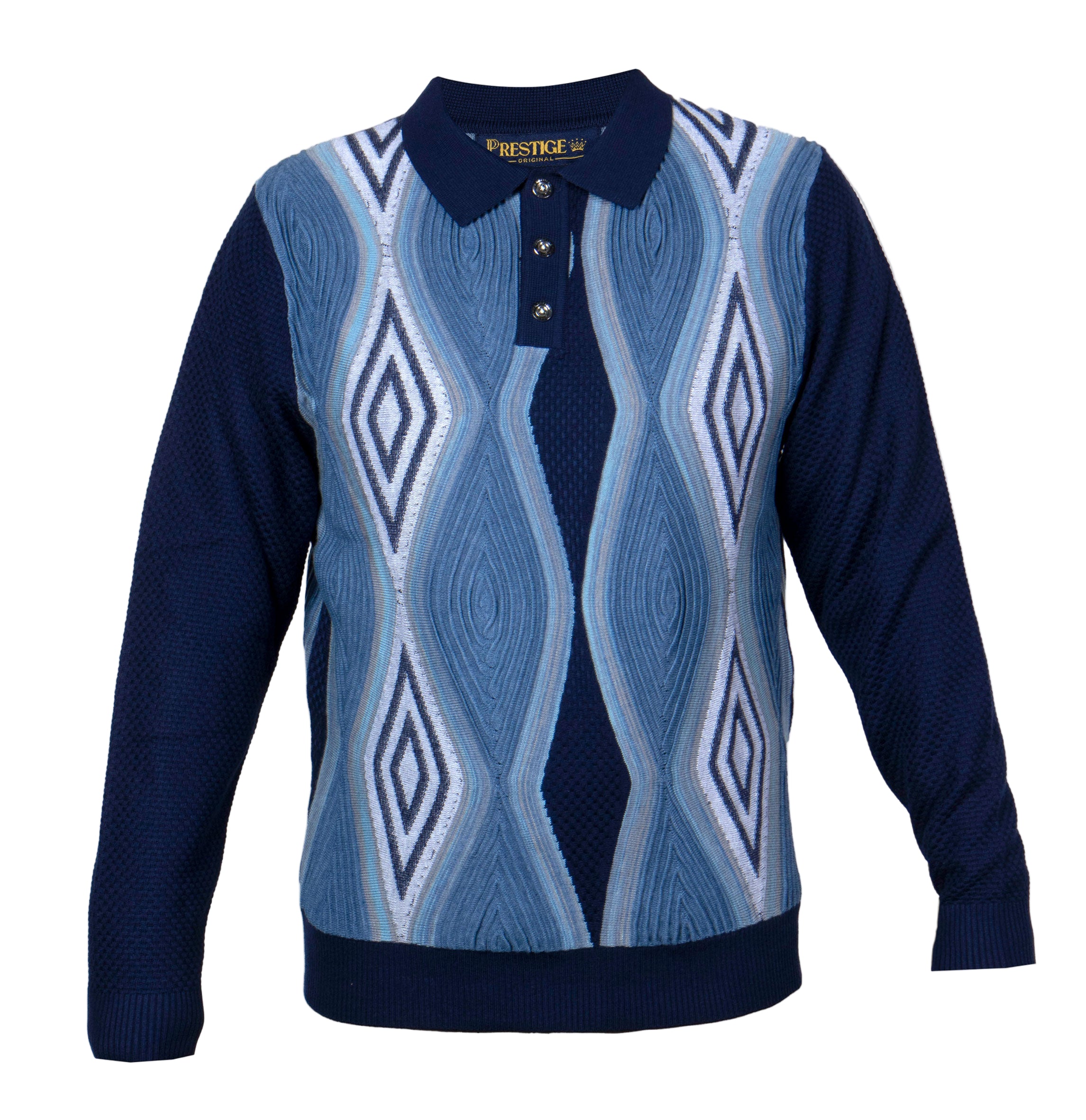 Prestige SW- 677 3 Button Polo Sweater NAVY