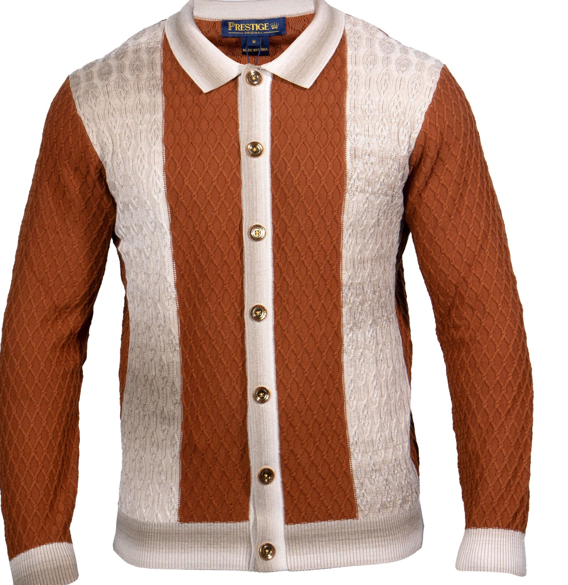Prestige SW-687 Full Button Down Sweater Mocha
