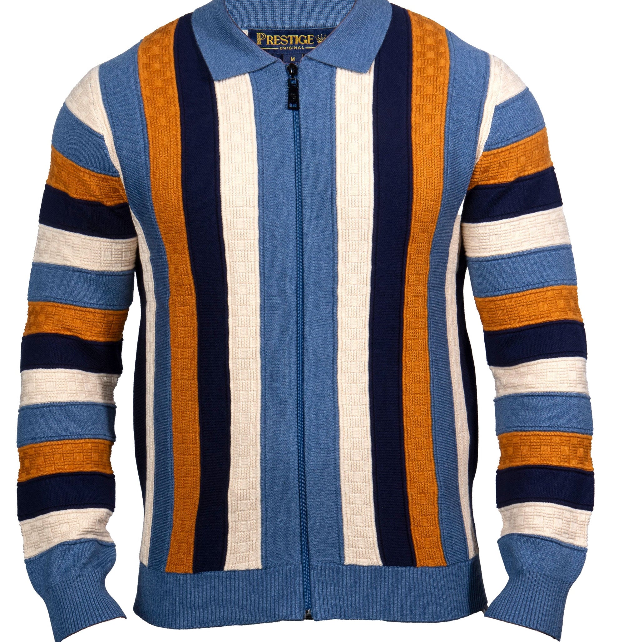 Prestige SW-693 Full Zip Strip Sweater Denim