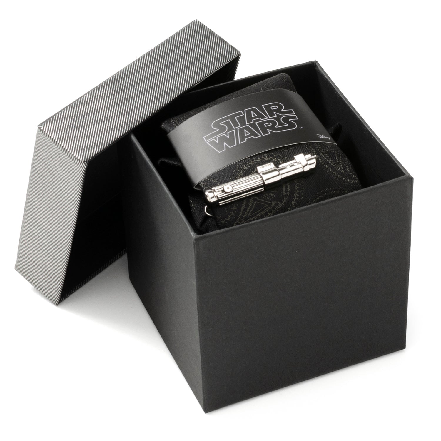 Star Wars Darth Vader LIGHTSABER Tie Clip and Black Paisley Tie – Choose the Dark Side Gift Set