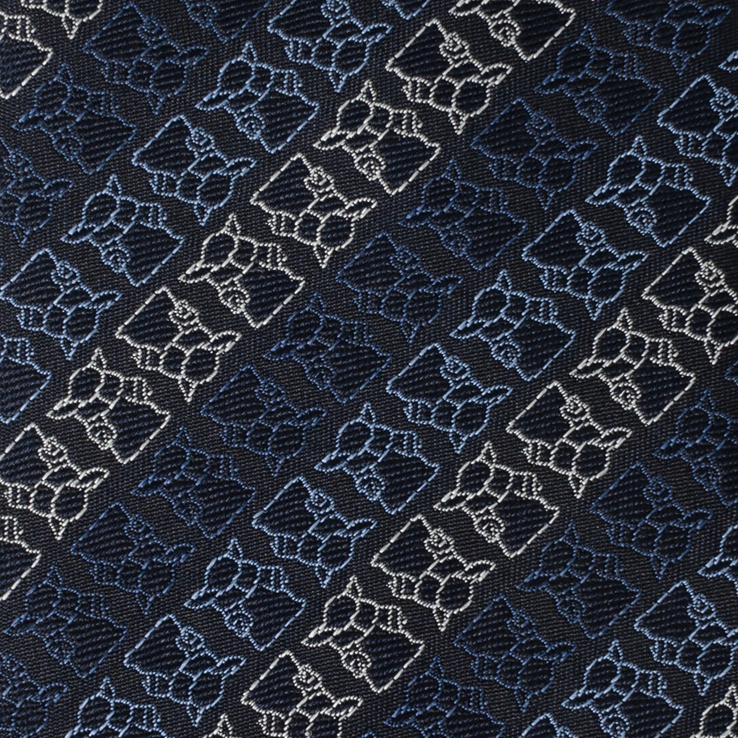 Star Wars Grogu Outline Striped Navy Tie