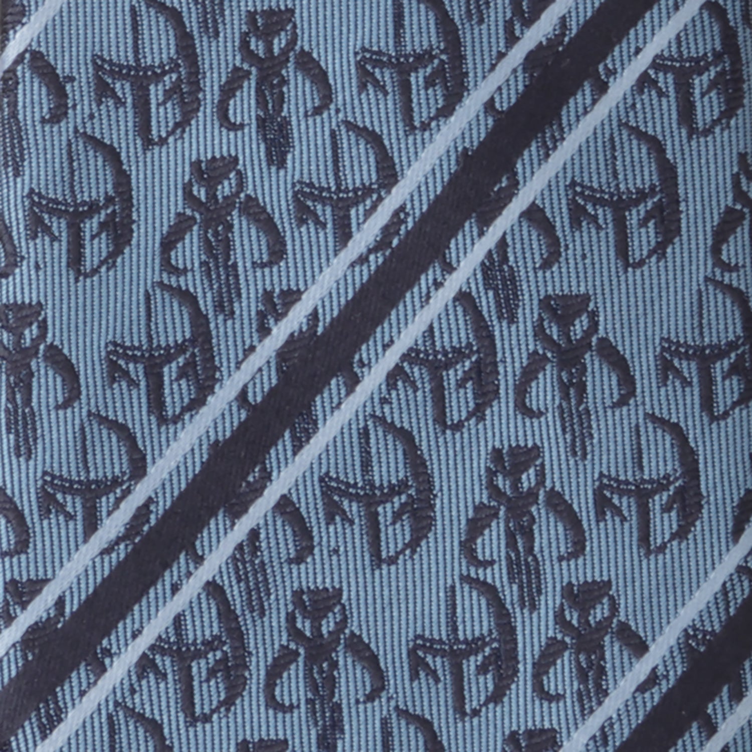 Star Wars Mandalorian and Mythosaur Blue and Navy Striped Tie
