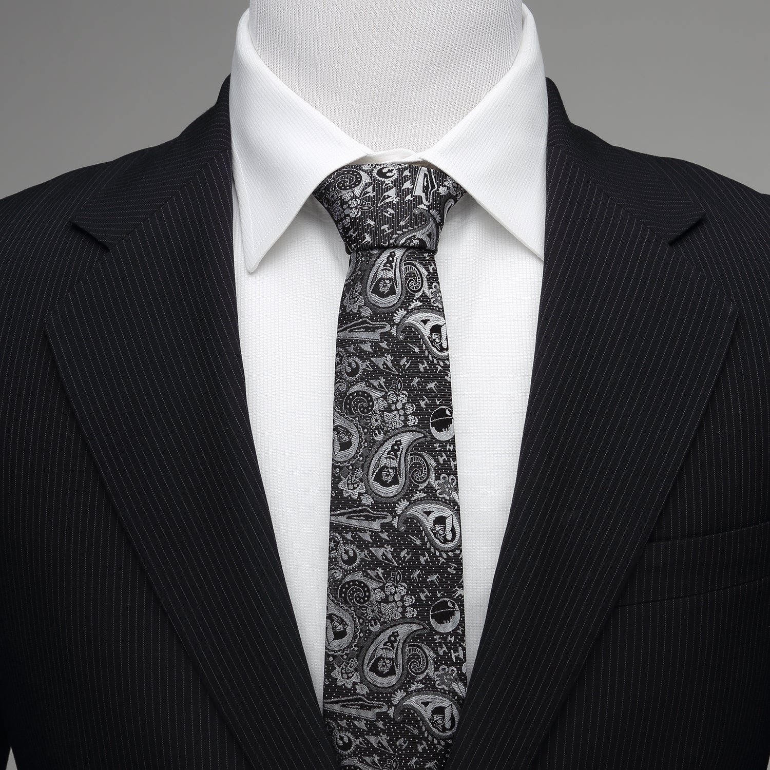 Star Wars Darth Vader Black and White Paisley Tie