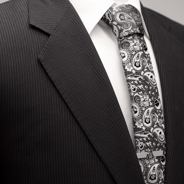 Star Wars Darth Vader Black and White Paisley Tie