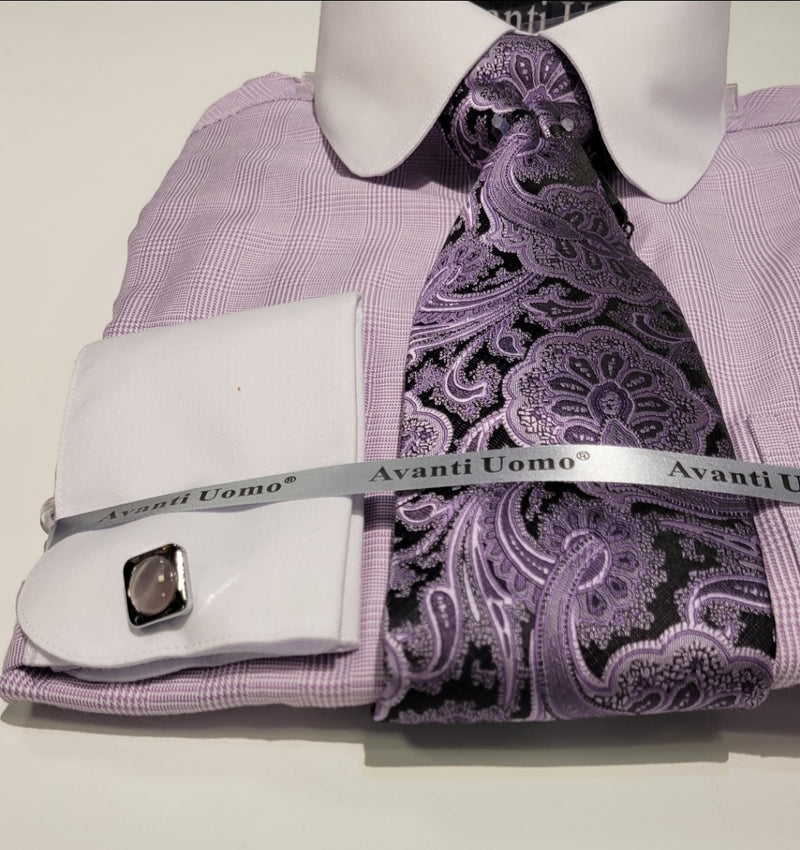 Avanti Uomo DN131M Matching Shirt & Tie Set Lavander