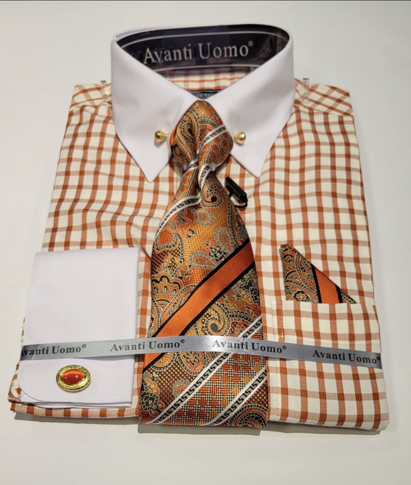 Avanti Uomo  DN128M Matching Shirt & Tie Set Rust