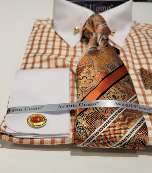 Avanti Uomo  DN128M Matching Shirt & Tie Set Rust