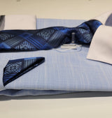 Daniel Ellissa DS3831P2 Matching Shirt & Tie Set Blue
