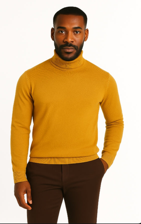Lavane' 501T Turtleneck Pullover Slim Fit Mustard