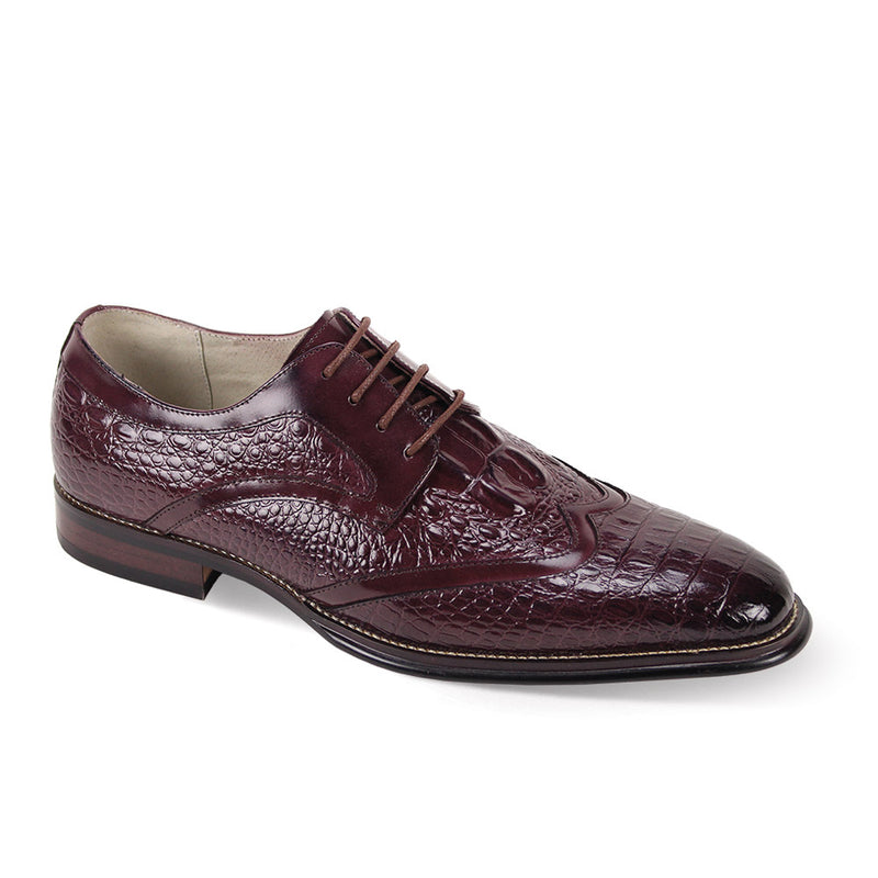 Giovanni Shane Alligator Print Leather Shoes Burgundy