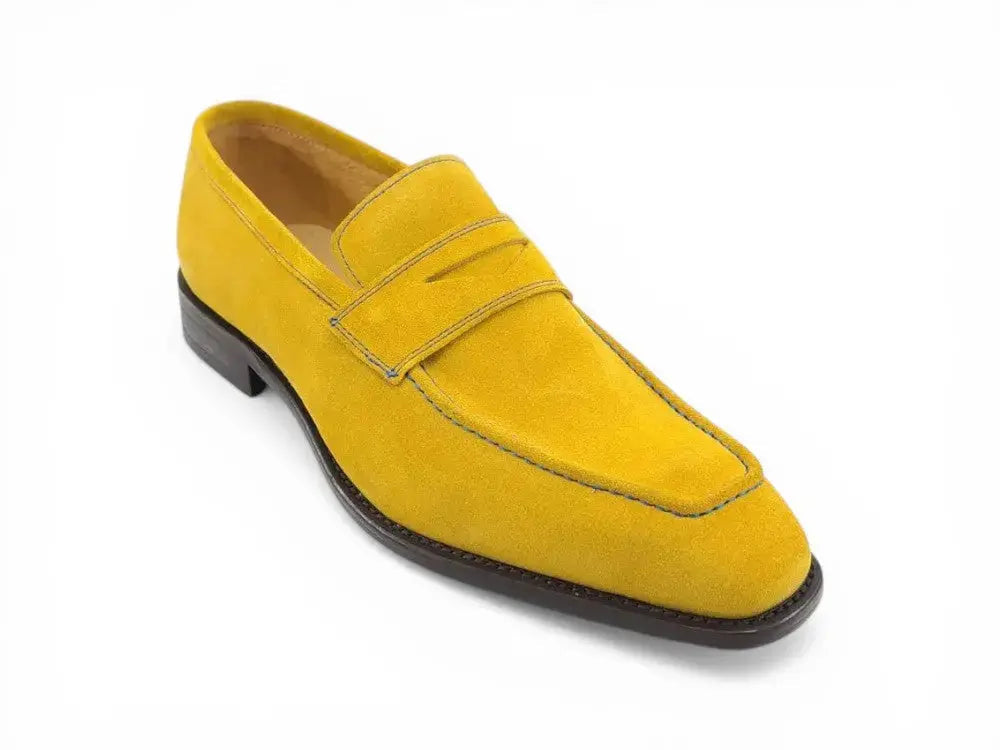 Suede Penny Loafer contrast stitching