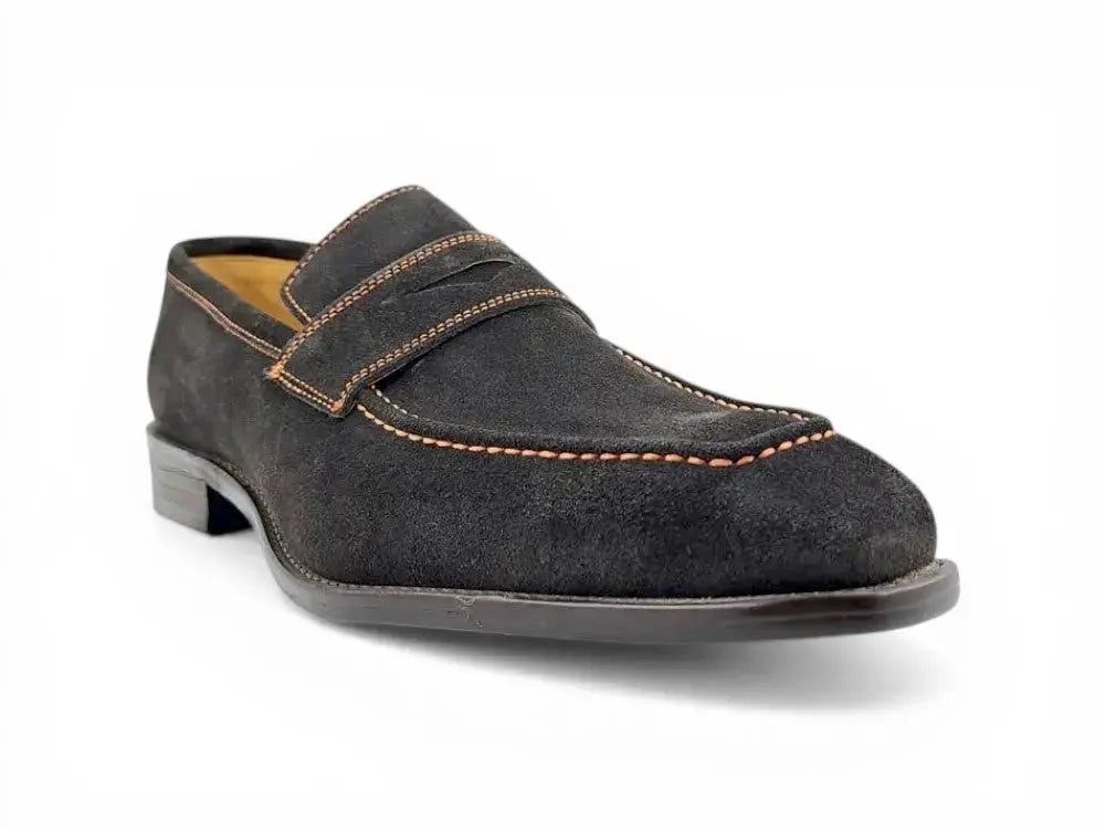 Suede Penny Loafer contrast stitching