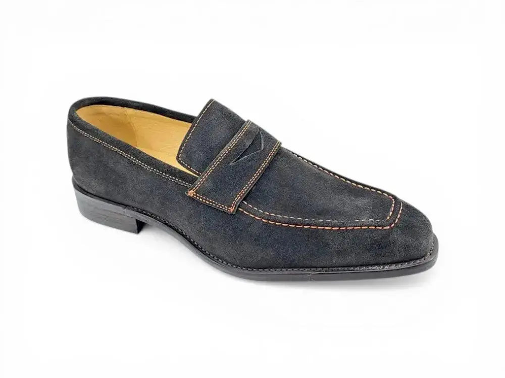 Suede Penny Loafer contrast stitching