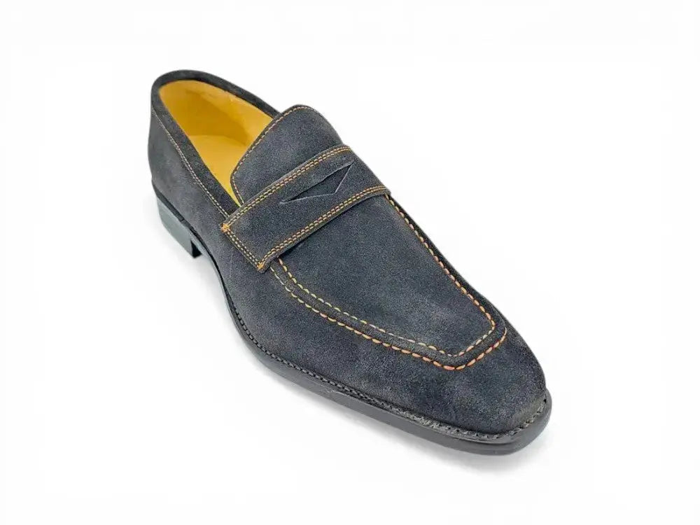 Suede Penny Loafer contrast stitching