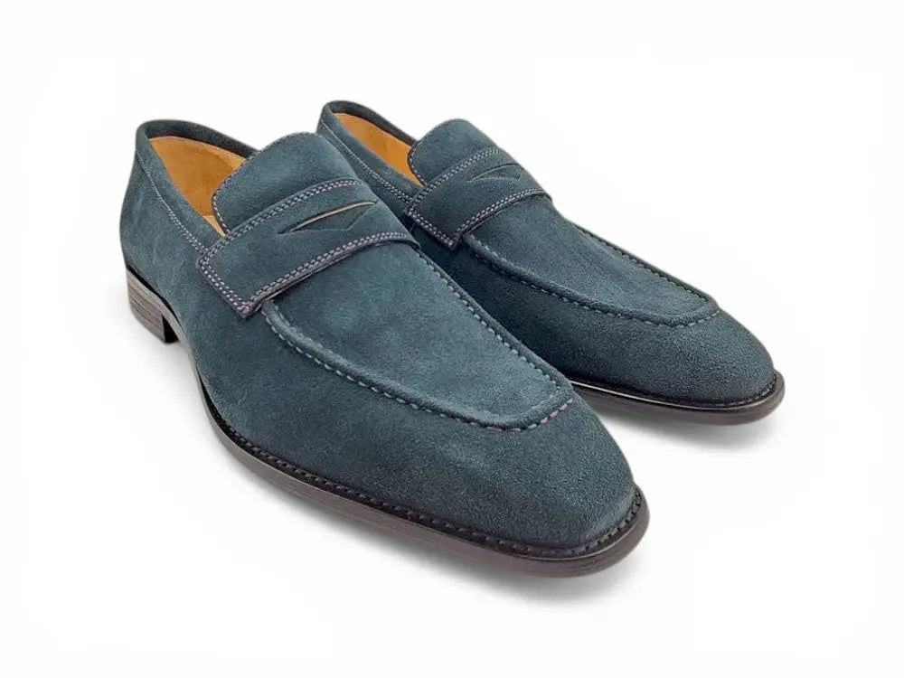 Suede Penny Loafer contrast stitching