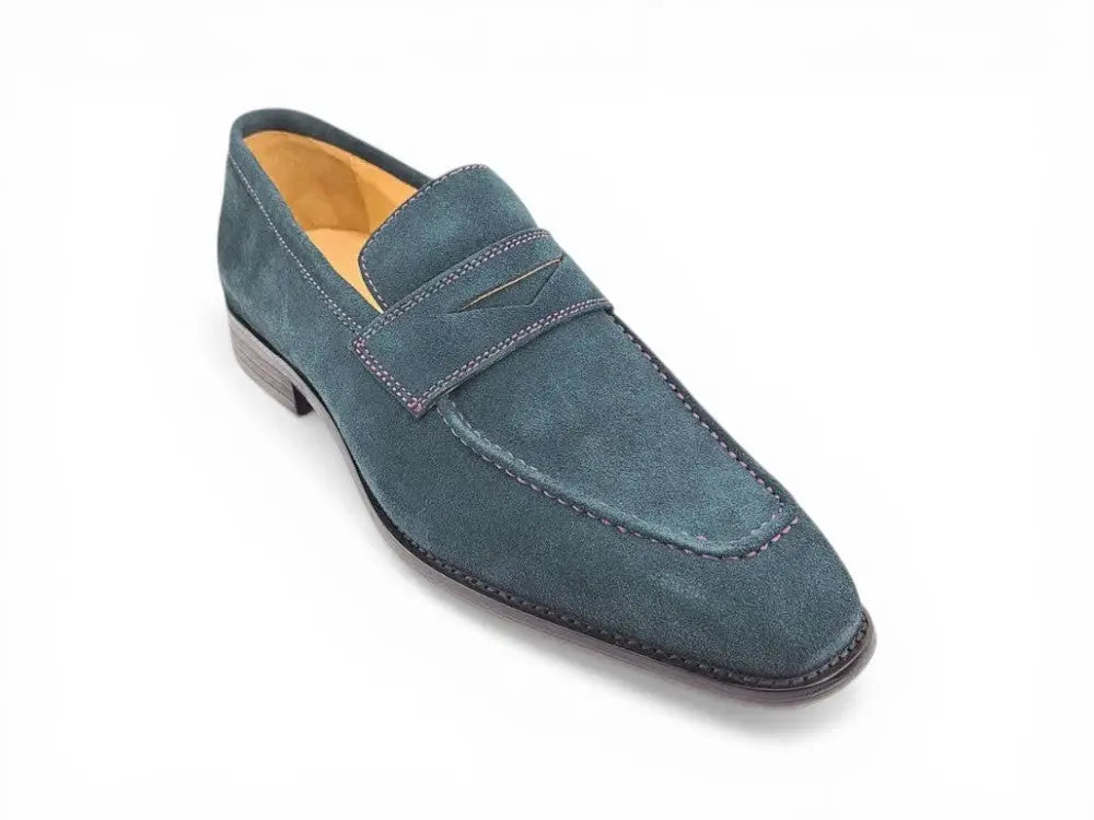 Suede Penny Loafer contrast stitching