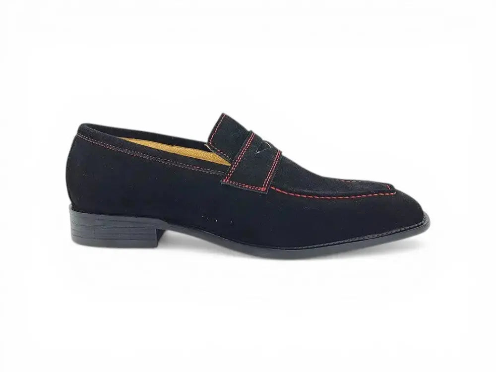 Suede Penny Loafer contrast stitching
