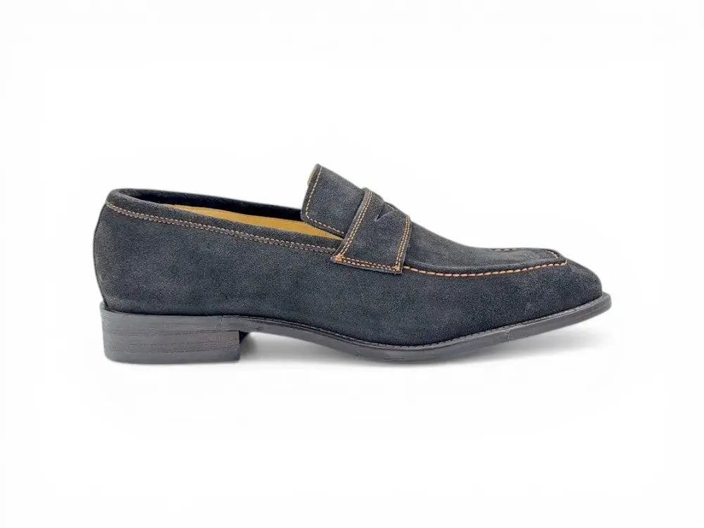Suede Penny Loafer contrast stitching