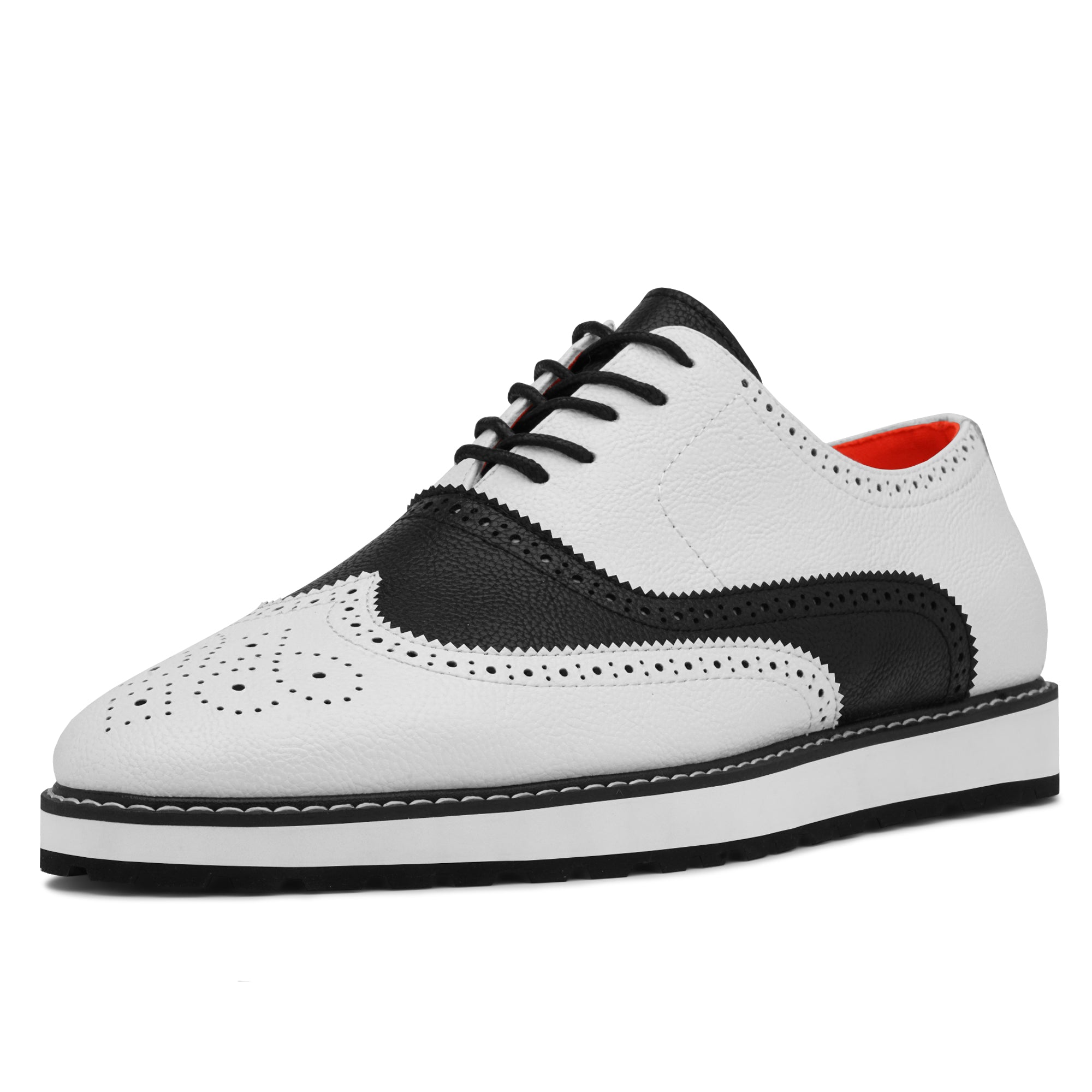 Tayon The Priority Leather Lace Up Wingtip Sneaker White/Black
