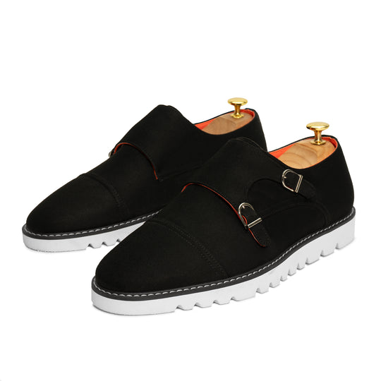 Tayno The Freshman Double Monk Strap Suede Sneaker Black