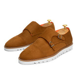 Tayno The Freshman Double Monk Strap Suede Sneaker Camel