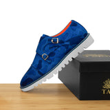 Tayno The Freshman Double Monk Strap Suede Sneaker Royal