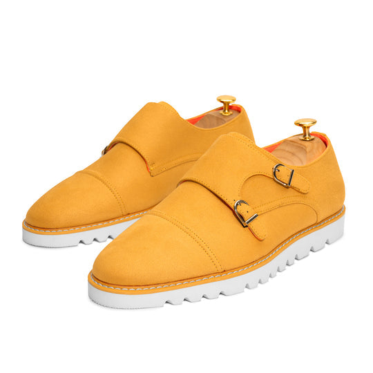 Tayno The Freshman Double Monk Strap Suede Sneaker Yellow