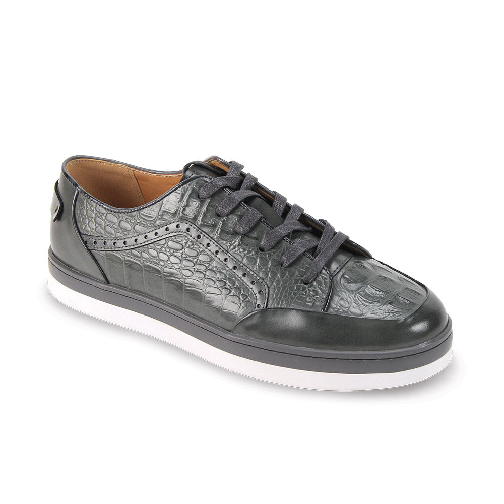 Giovanni Timo Leather Croc Print Sneaker Grey