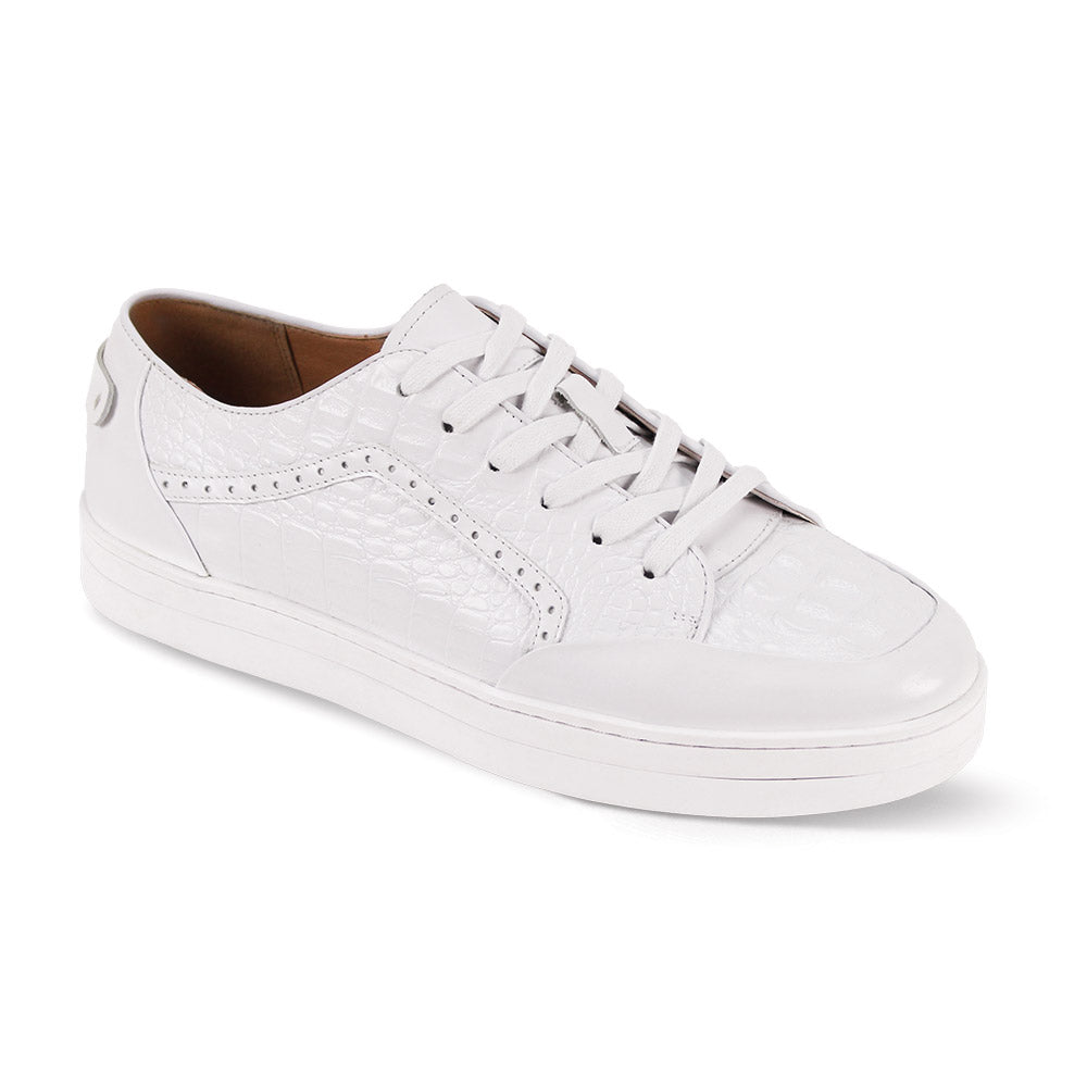 Giovanni Timo Leather Croc Print Sneaker White
