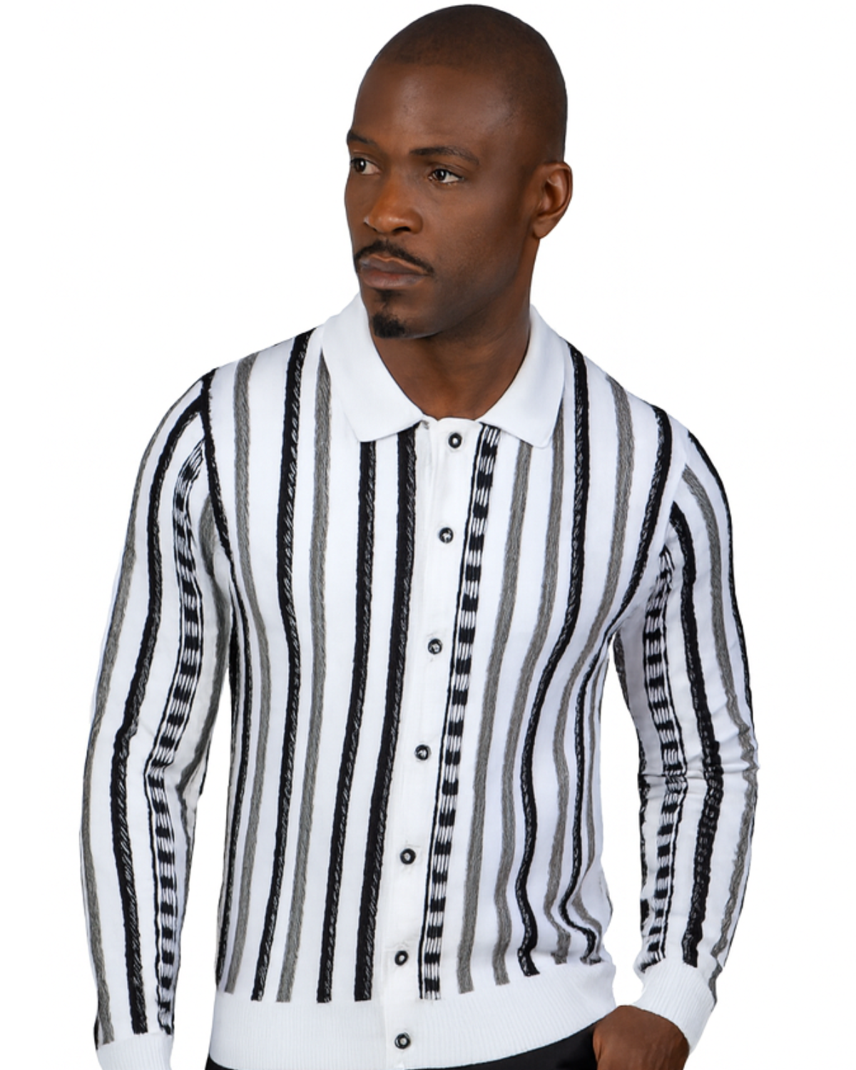 Prestige SW- 611 Full Button Sweater White