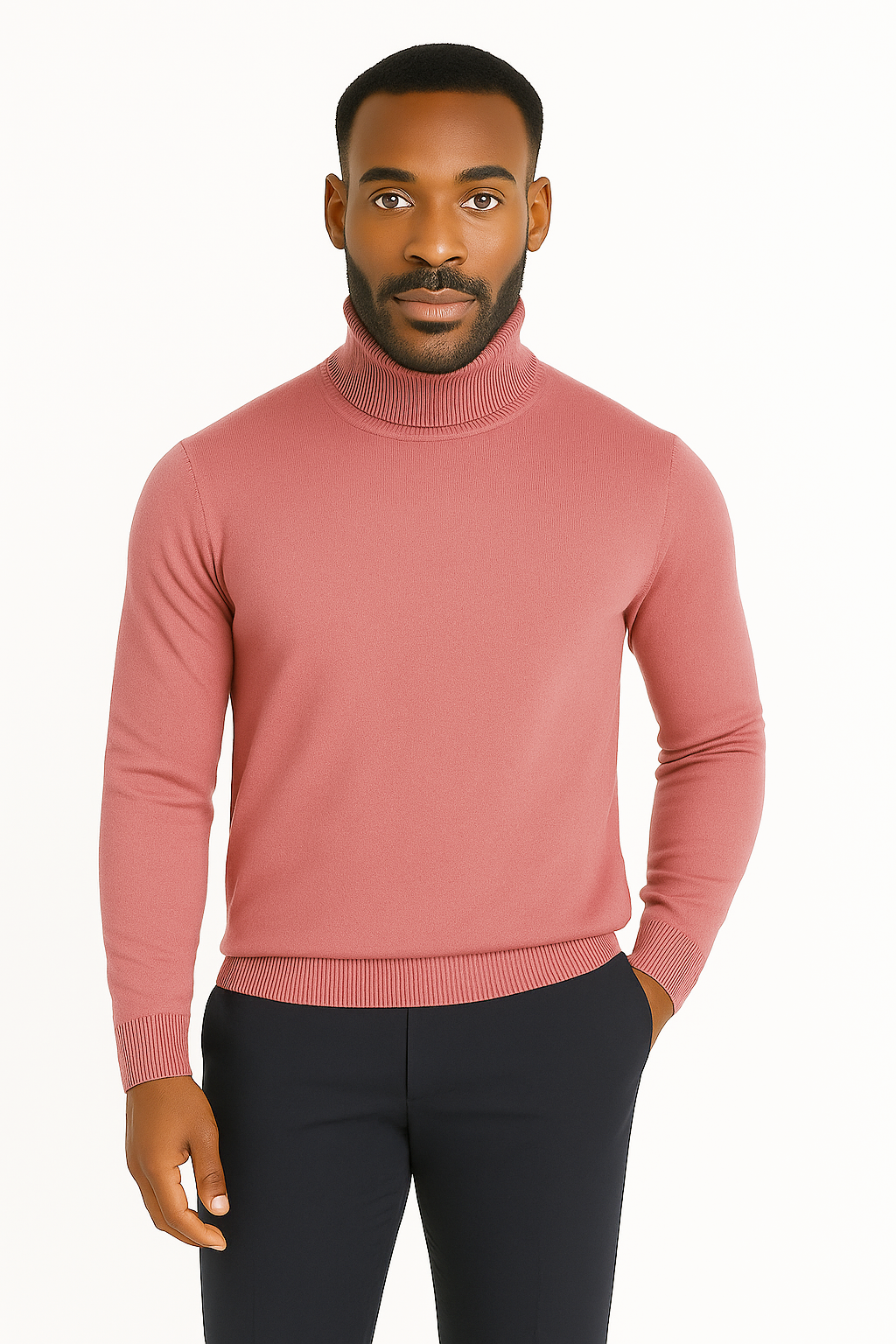 Lavane' 501T Turtleneck Pullover Slim Fit Dust Rose