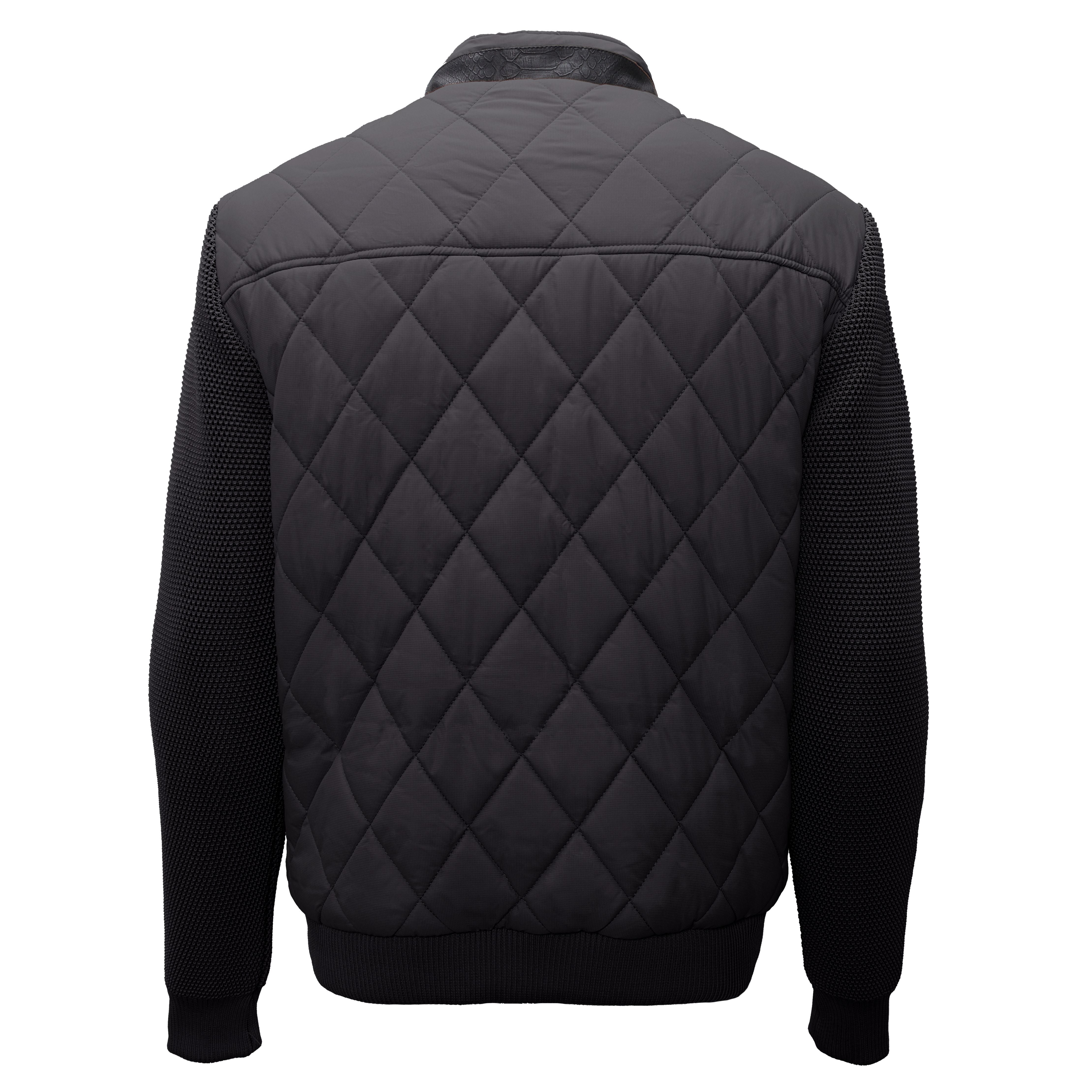 Urban Crest Quilted Bomber Jacket BLACK