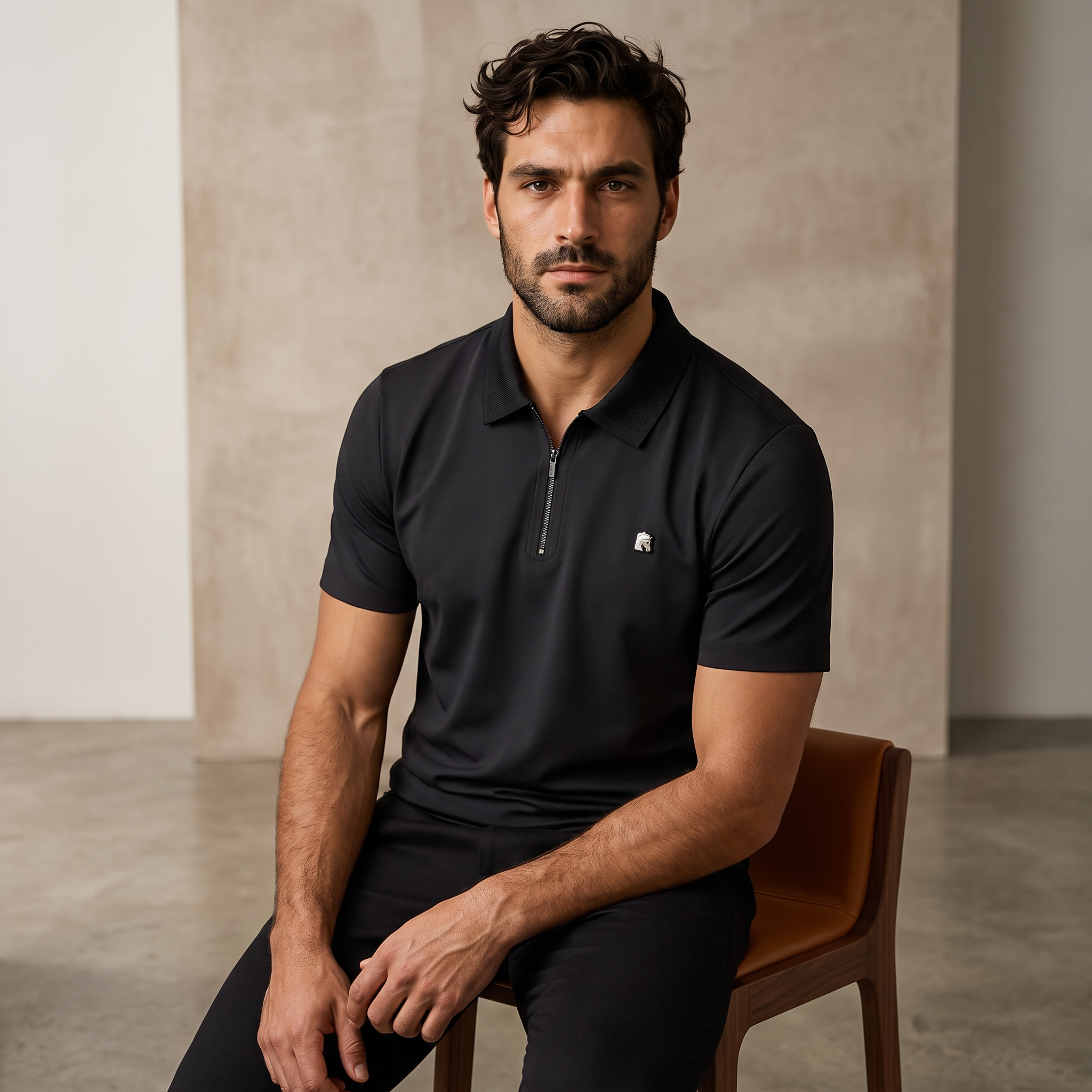 Zip Placket Performance Polo – El Baron BLACK