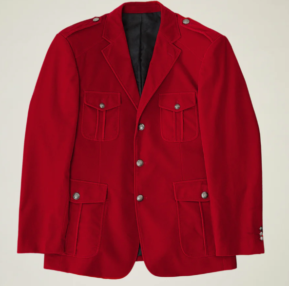 Inserch BL-569 Velvet Military Jacket Red