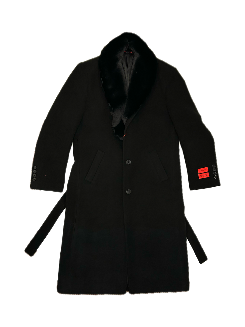 Mazari 9001 Top Coat With Fur Collar Black