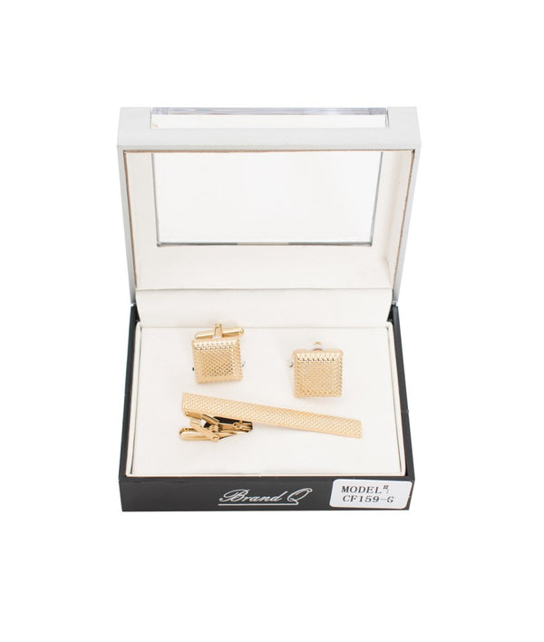 Brand Q CF159G Cufflink With Matching Tie Bar