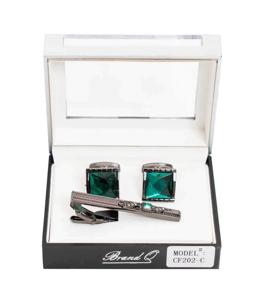 Brand Q CF202-C Cufflink With Matching Tie Bar