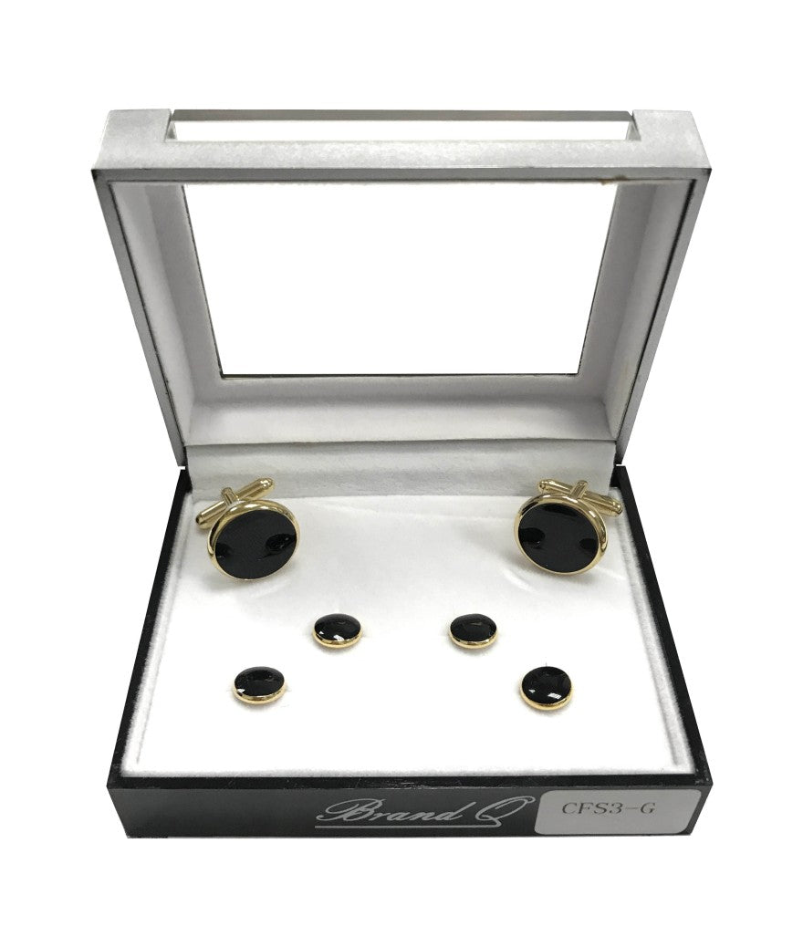 Brand Q CFS3-G Cufflink With Matching Tuxedo Studs