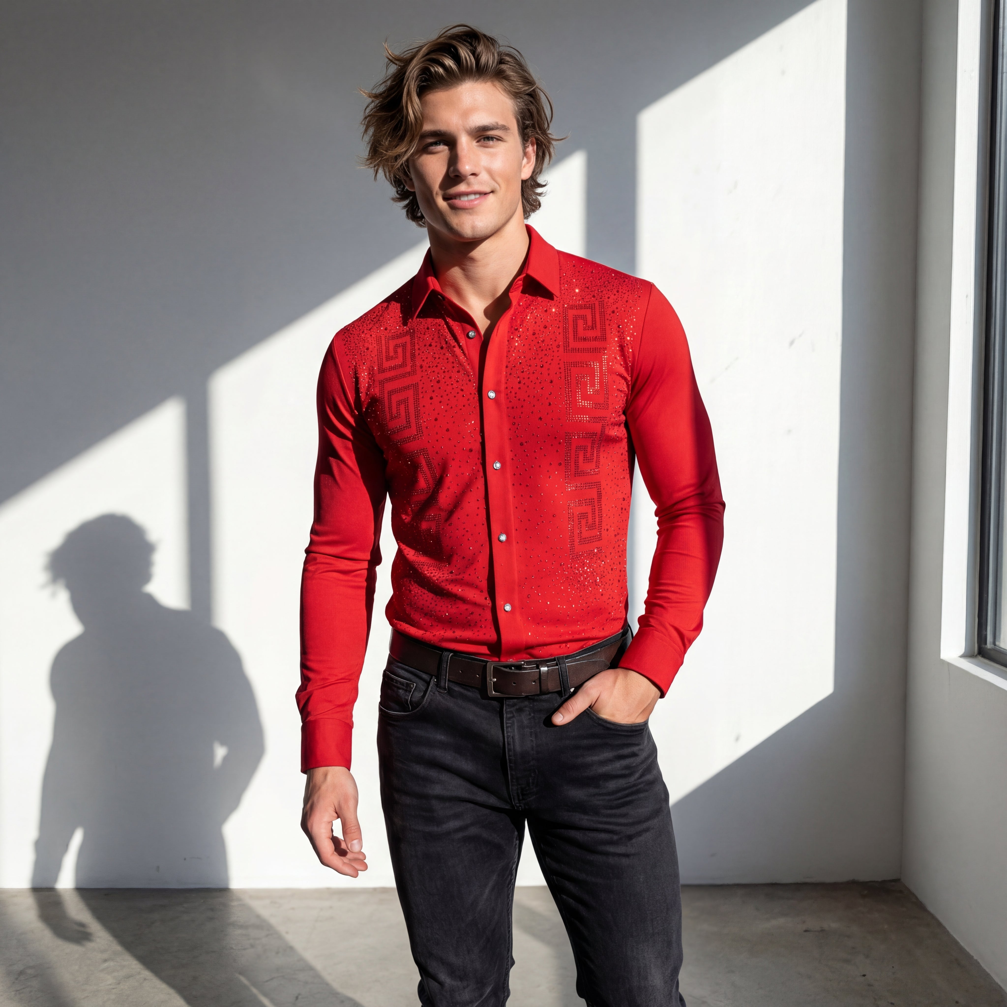 Prime Valor Button-Up Shirt RED/RED
