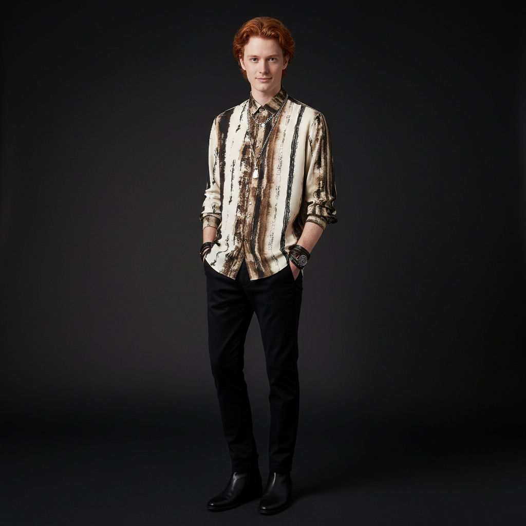 Echelon Brushstroke Stitchless LS Shirt CREAM