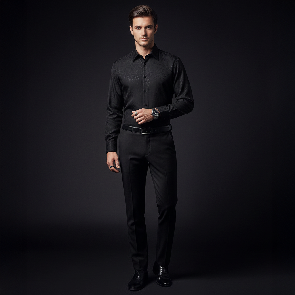 Rose Éclat Emboss Shirt BLACK