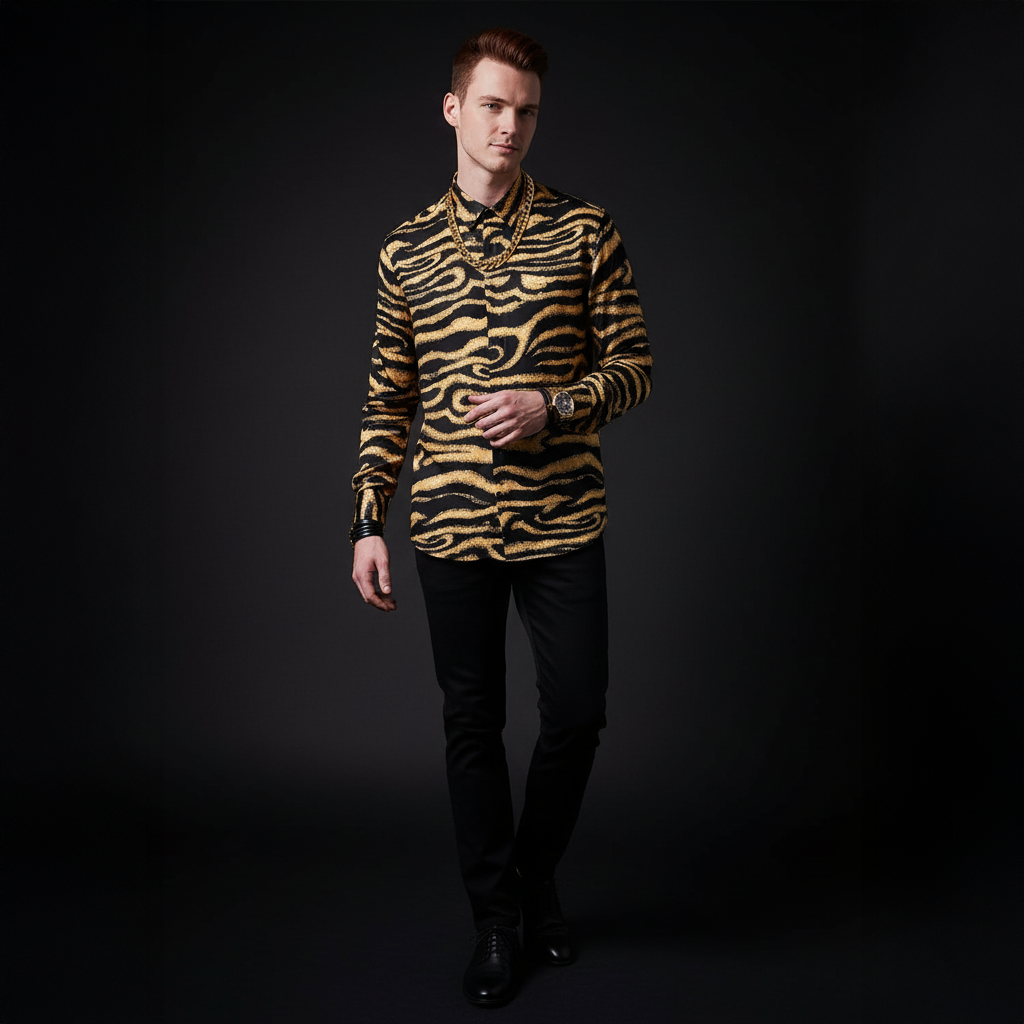 Golden Mirage Stitchless LS Shirt BLACK/BROWN